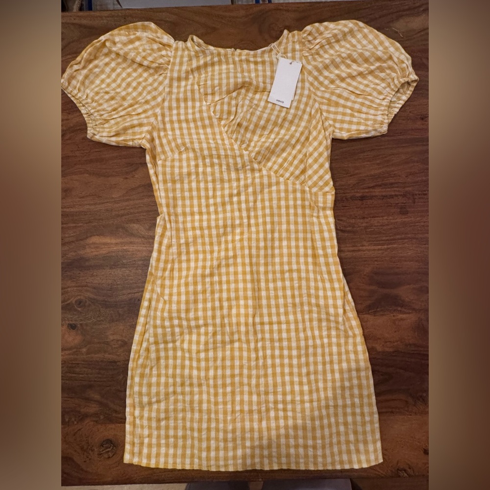 Mango Yellow Gingham Dress